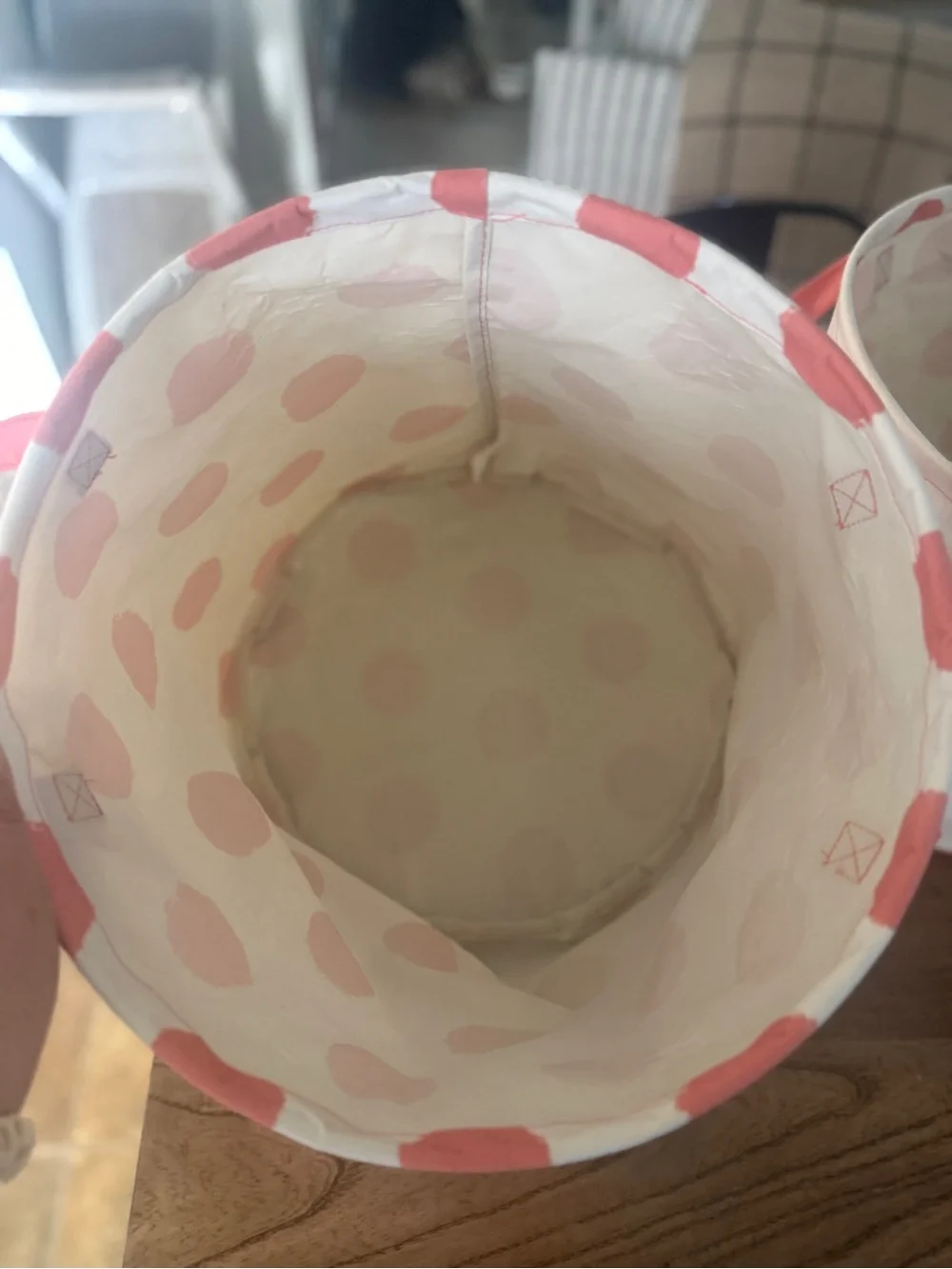 Hobby Lobby Pink Polka Dot Fabric Storage Bins (Set of 2)
